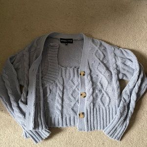 ❌ SOLD❌ dusty blue cardigan sweater set